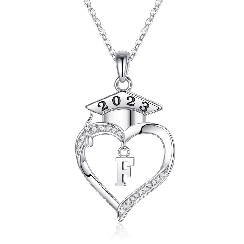 925 Sterling Silver Heart Initial Letter Necklace