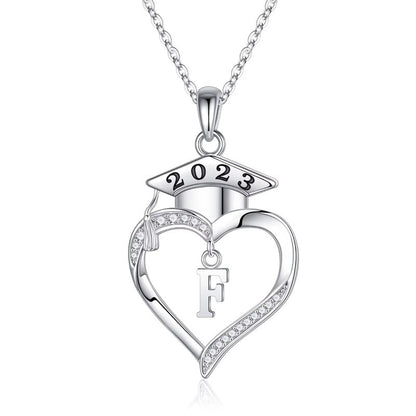 925 Sterling Silver Heart Initial Letter Necklace