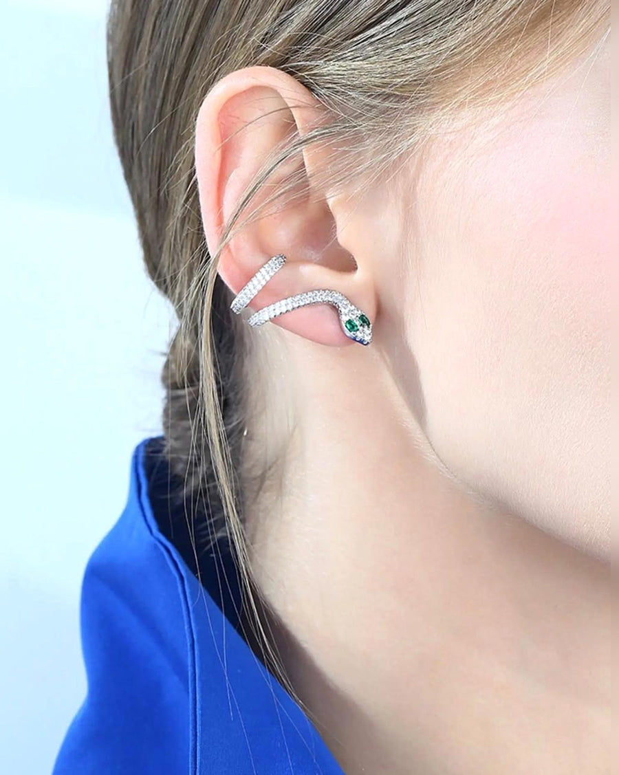 925 SILVER ORGINAL ZIRCON STONE SNAKE SHAPED EARRINGS