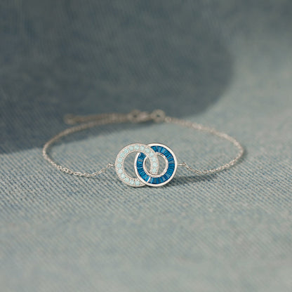 Husband & Wife Silver Gold Chain Linking Circles Bracelet