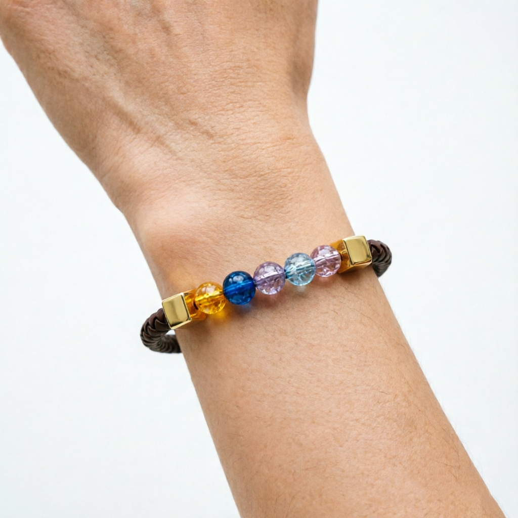 For Love- Personalized Birthstone Leather Bead Bracelet