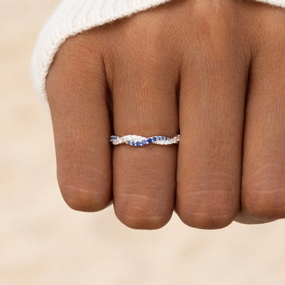 Personalized Wavy Birthstone Promise Ring - Gift For Loved Ones