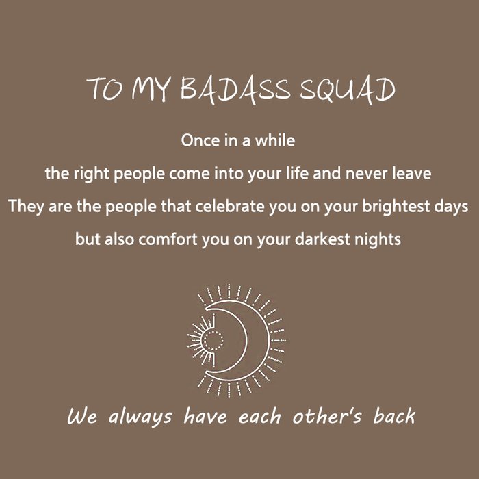 To My Badass Squad Necklace - We always have each other's back👩‍❤️‍👩