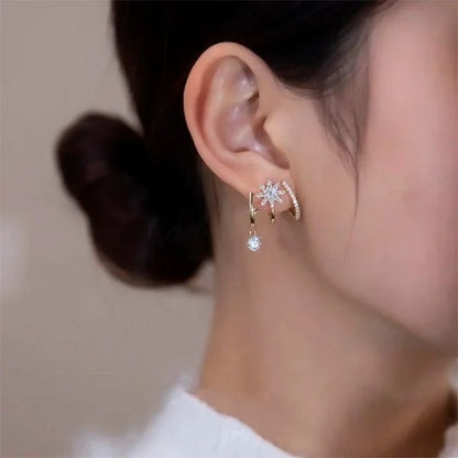 Eight Awn Star Crystal Earrings