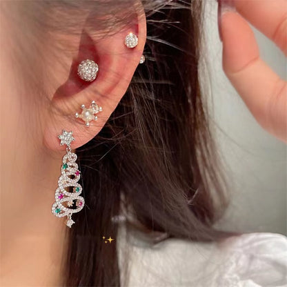 Shiny Christmas Tree Earrings - Silver🎄