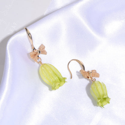 Green Lily of the Valley Flower Earrings