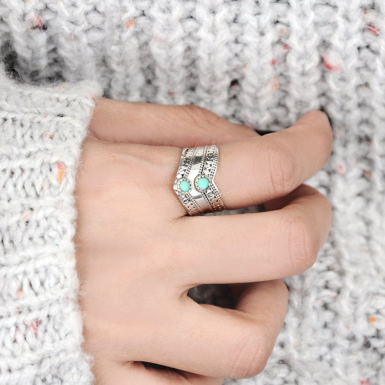 Two Stone Turquoise Ring
