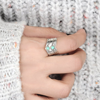 Two Stone Turquoise Ring