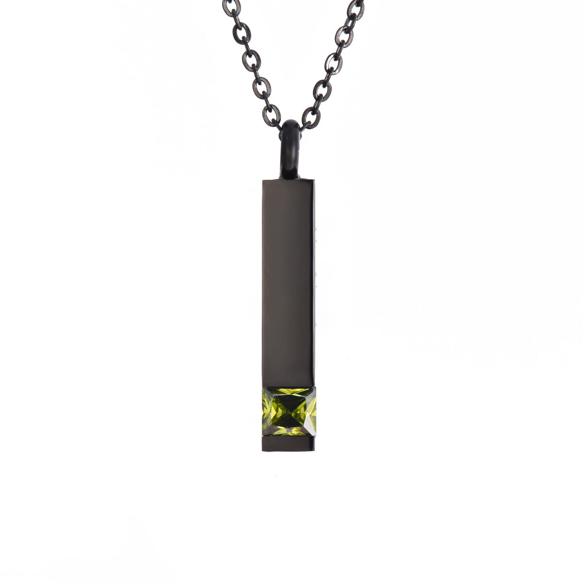 Crystal Urn Jewelry Cube Engravable Necklace - Black Birthstone Series