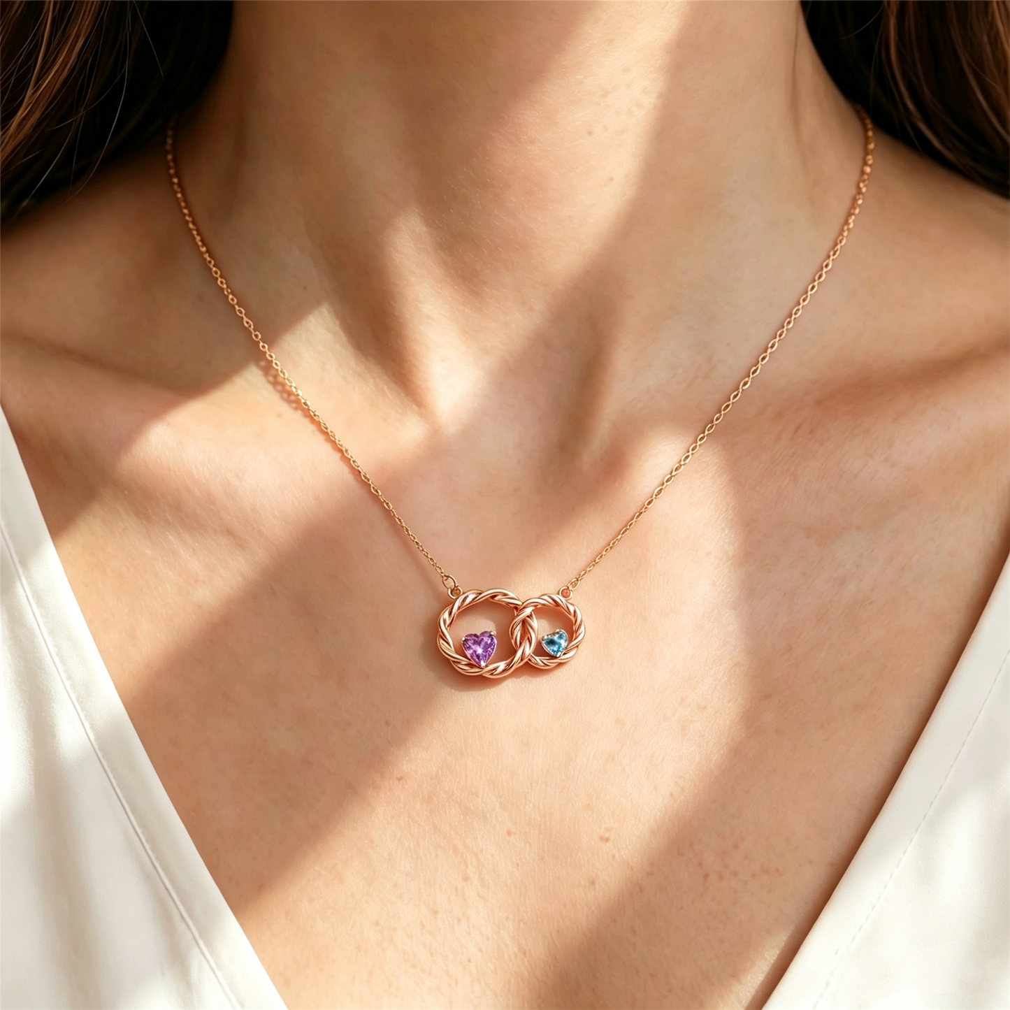 For My Daughter- I Always With You Custom Double Birthstones Necklace