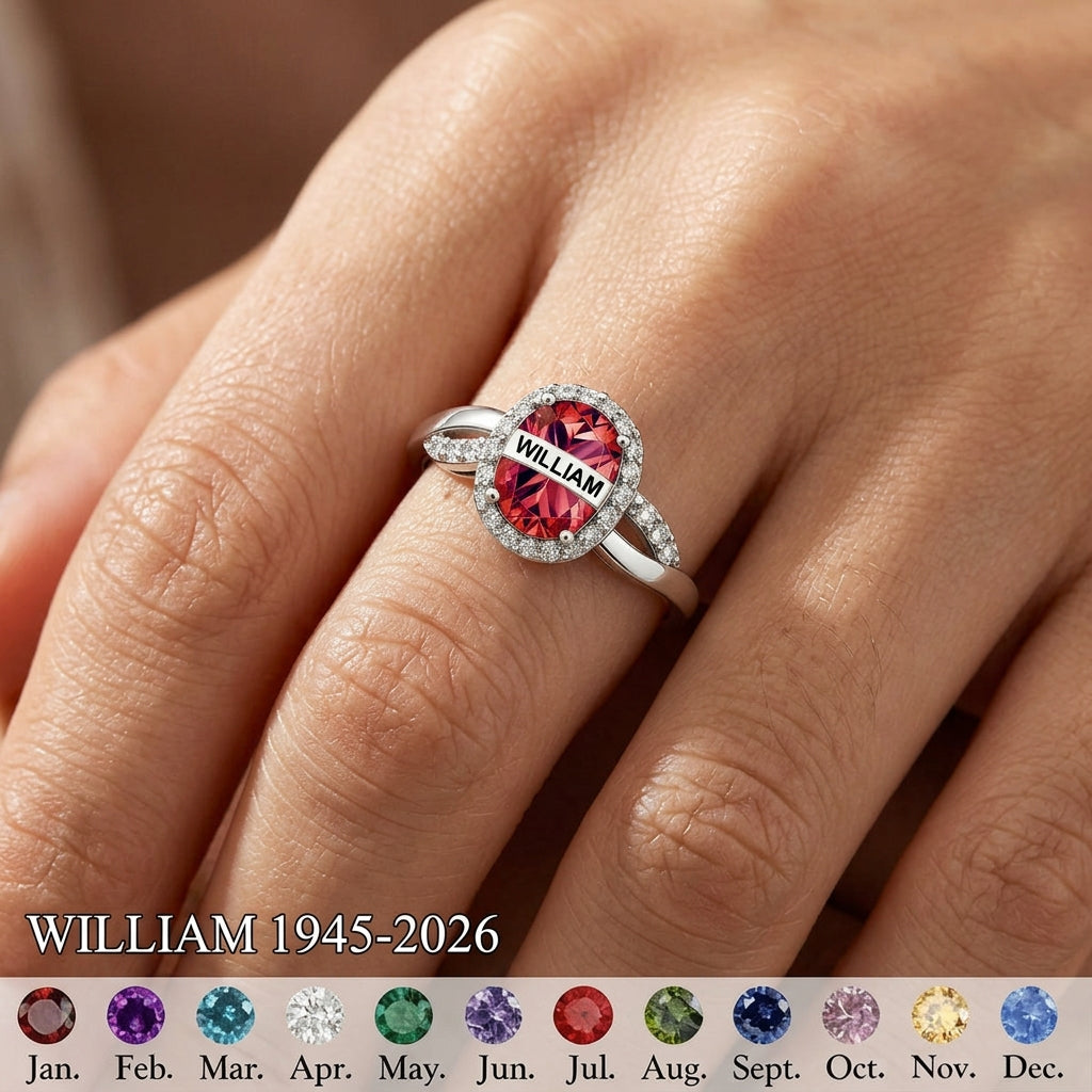Personalized Birthstone Memorial Ring
