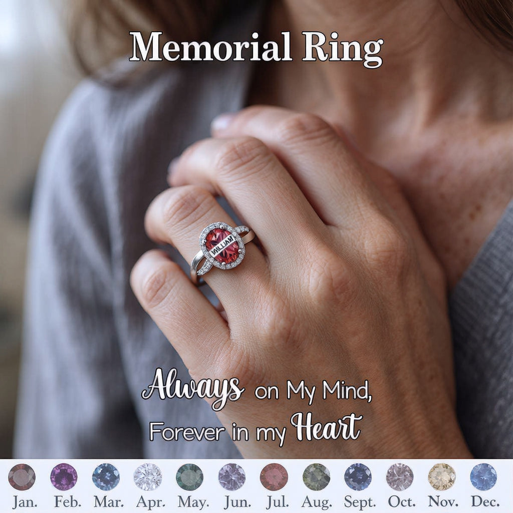 Personalized Birthstone Memorial Ring