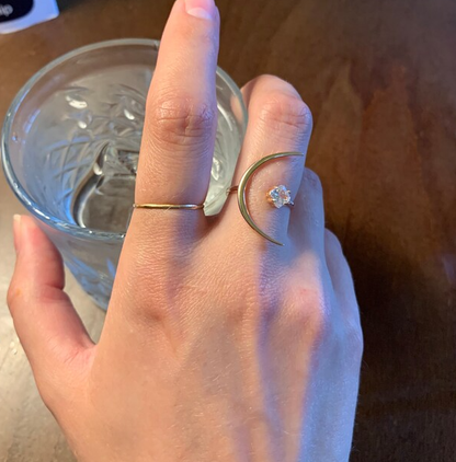 🎄CHRISTMAS HOT SALE❄-Crystal Crescent Ring