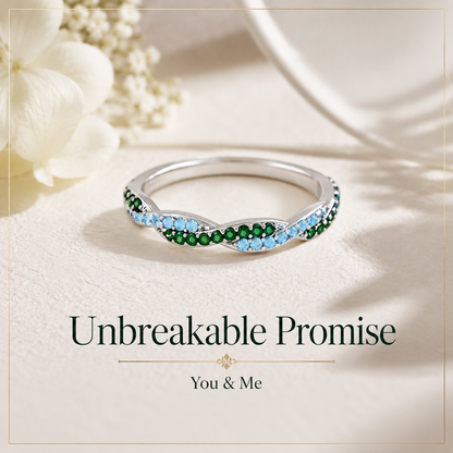 Personalized Wavy Birthstone Promise Ring - Gift For Loved Ones