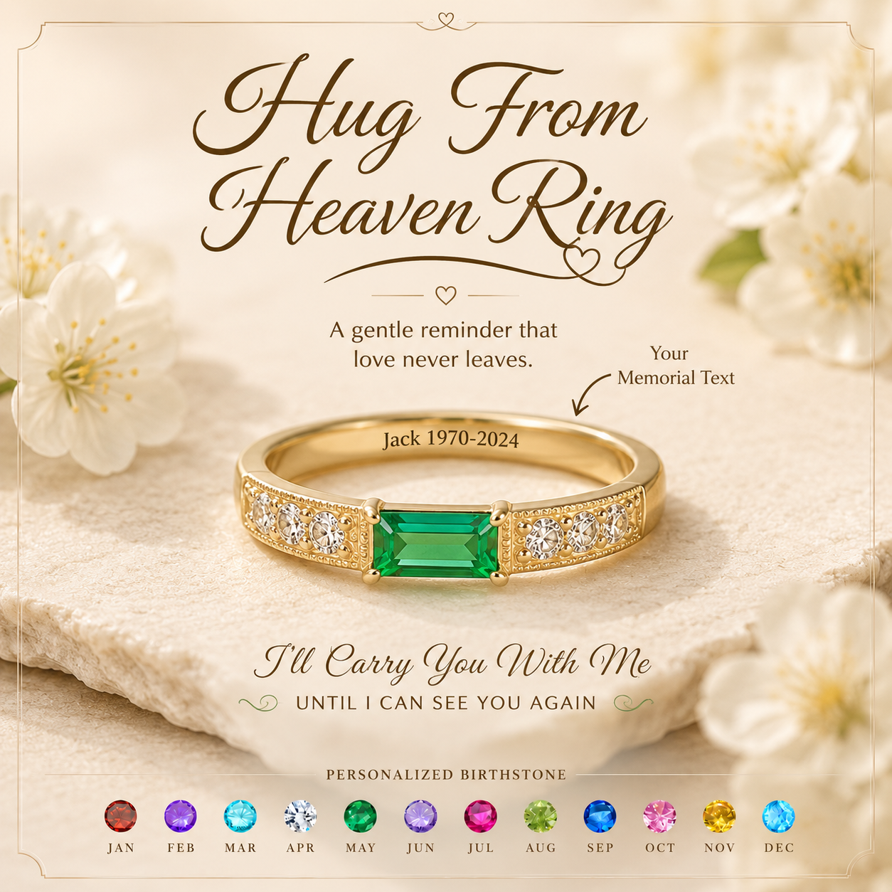 Hug From Heaven Personalized Birthstone Memorial Ring