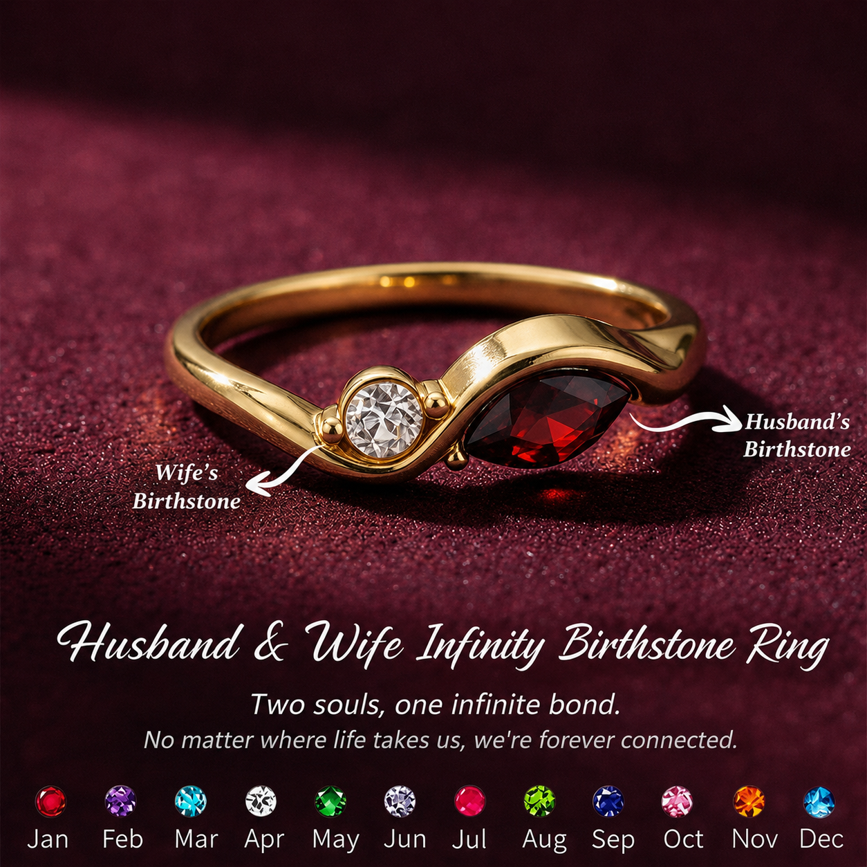Husband&Wife Infinity Birthstone Ring