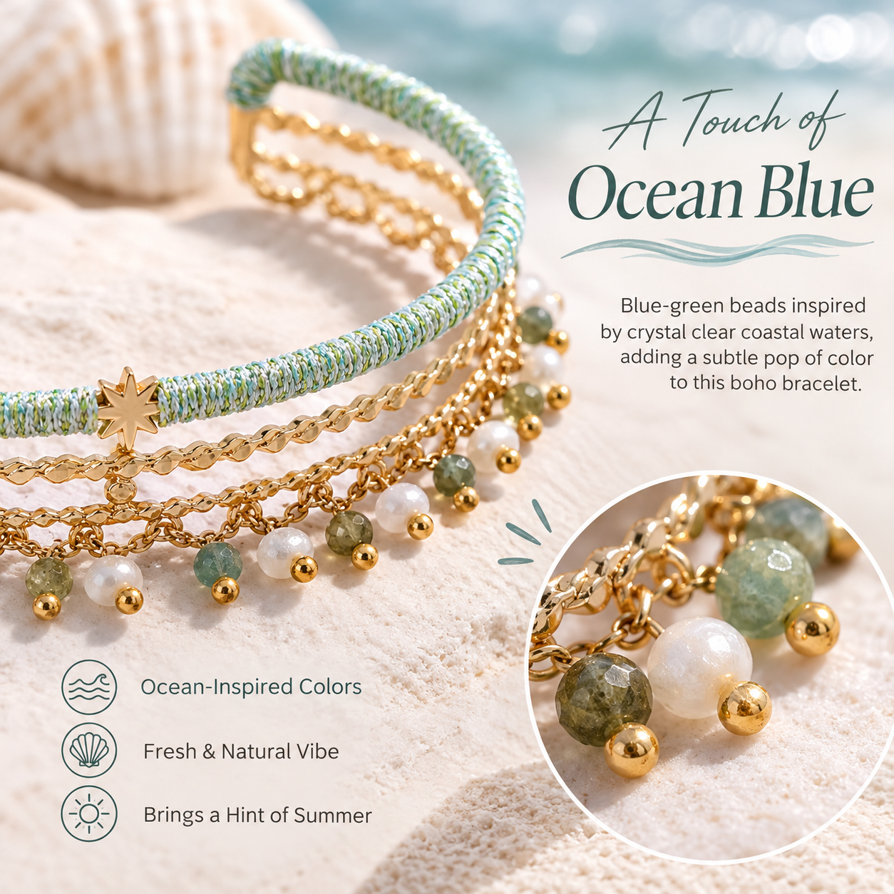 🌊Ocean Breeze Boho Cuff Bracelet- Bring the Ocean With You
