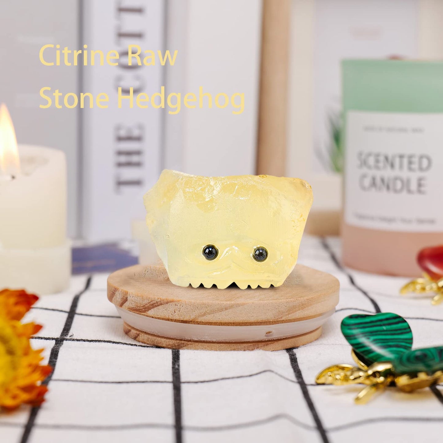 Natural Healing Gemstone Raw Crystal Stone Hedgehog Carving Crafts Decoration