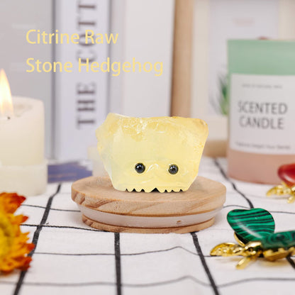 Natural Healing Gemstone Raw Crystal Stone Hedgehog Carving Crafts Decoration
