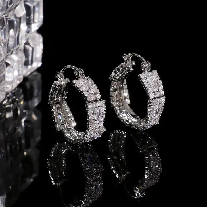 French Zircon Hoop Earrings