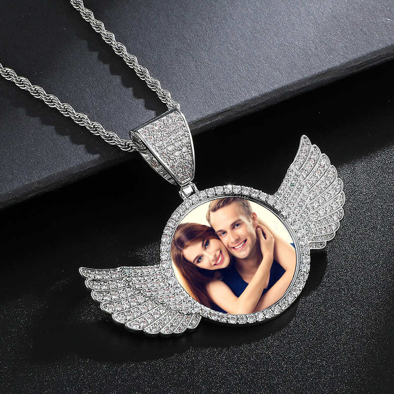 Custom Photo Medal Necklace With Wings