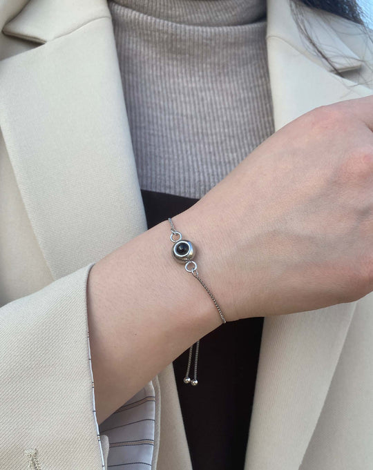 Customized Photo Projection Round Bead Bracelet