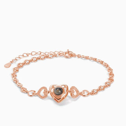 Customized Photo Projection Triple Heart Bracelet
