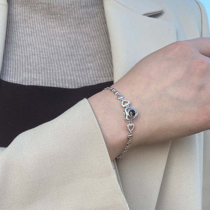 Customized Photo Projection Triple Heart Bracelet