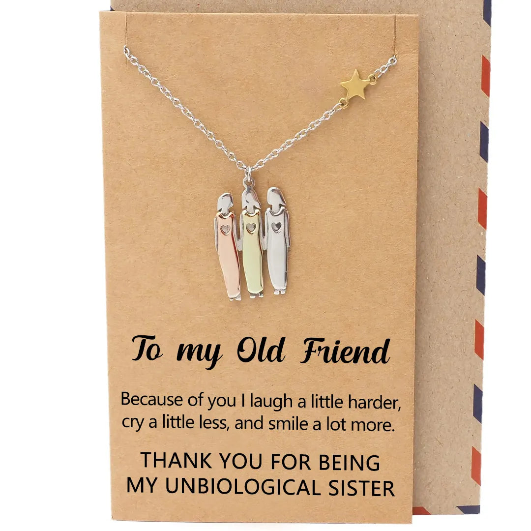 FOR FRIEND - THANK YOU FOR BEING MY UNBIOLOGICAL SISTER SISTER STAR PENDANT NECKLACE