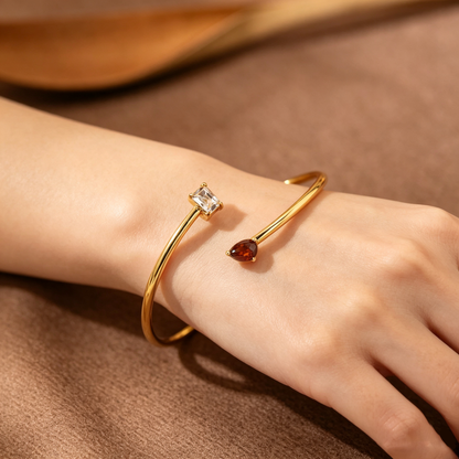 Grandmother And Granddaughter Custom Double Birthstones Bracelet