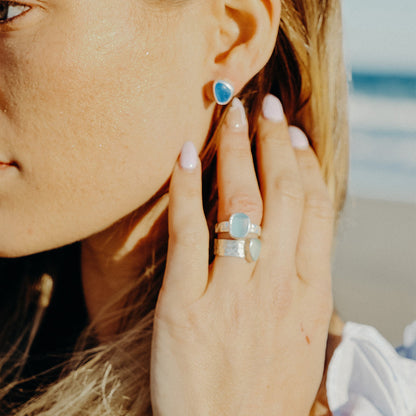 ✨Thalassophile Irregular Sea Glass Wide Band Ring