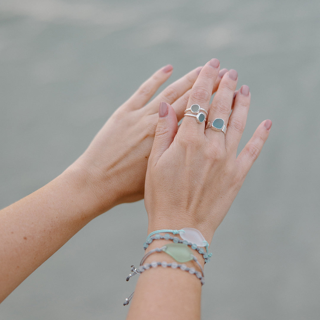 ✨Thalassophile Irregular Sea Glass Wide Band Ring