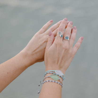✨Thalassophile Irregular Sea Glass Wide Band Ring