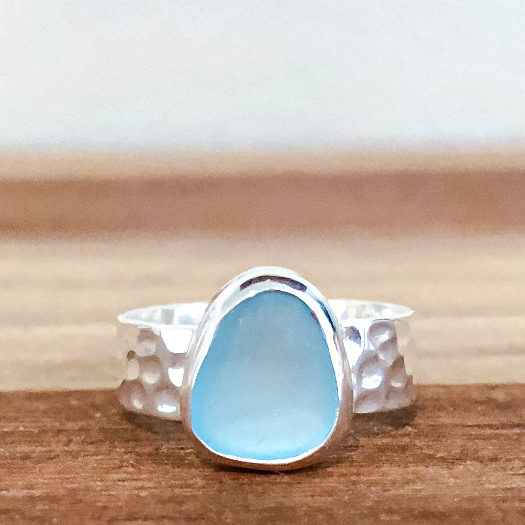 ✨Thalassophile Irregular Sea Glass Wide Band Ring