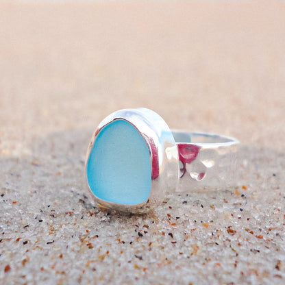 ✨Thalassophile Irregular Sea Glass Wide Band Ring