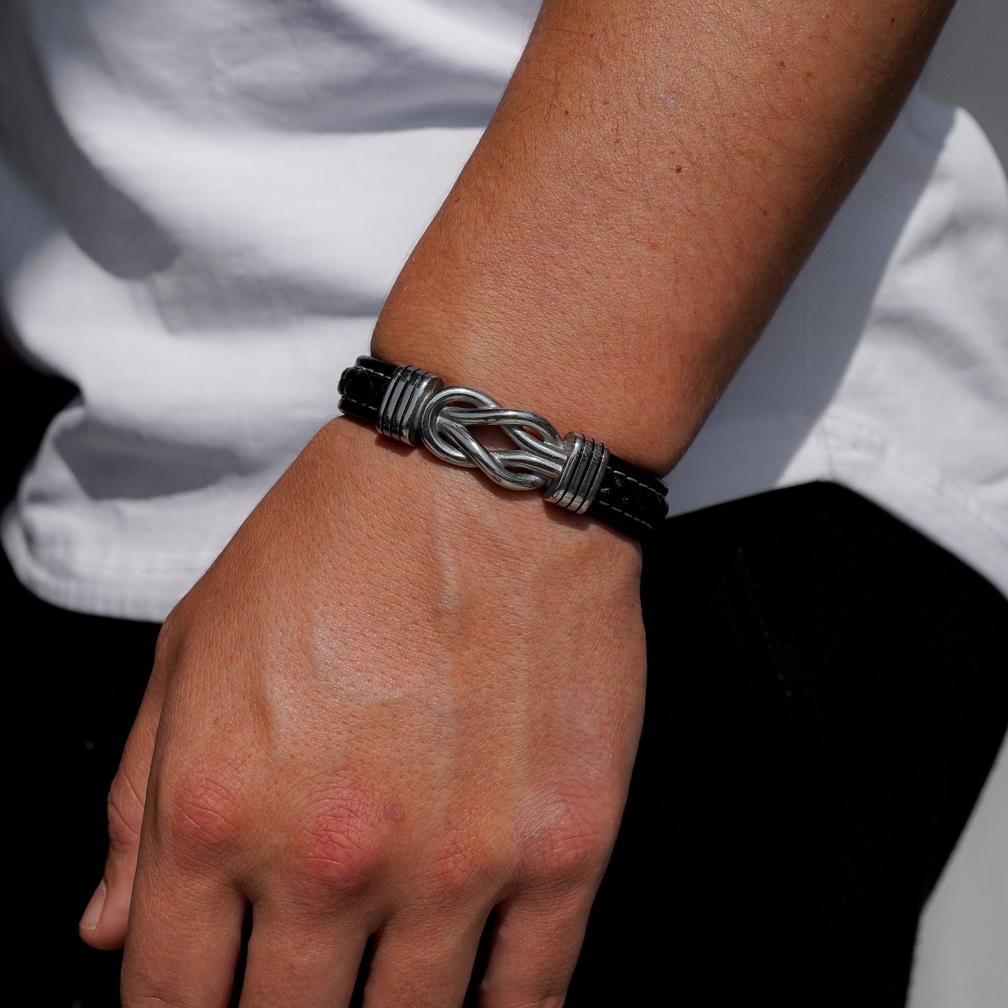 "To My Son" Family Bonds - Linked Forever Leather Bracelet
