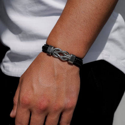 "To My Son" Family Bonds - Linked Forever Leather Bracelet