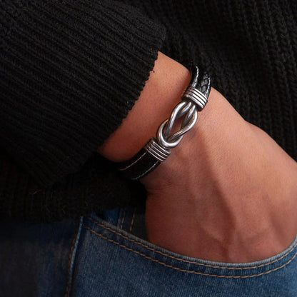 For Son - Mother & Son Forever Linked Together Black Knot Bracelet
