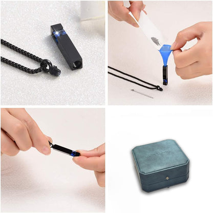 Crystal Urn Jewelry Cube Engravable Necklace - Black Birthstone Series