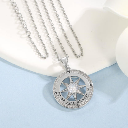 Compass of My Heart-Sterling Silver Necklace
