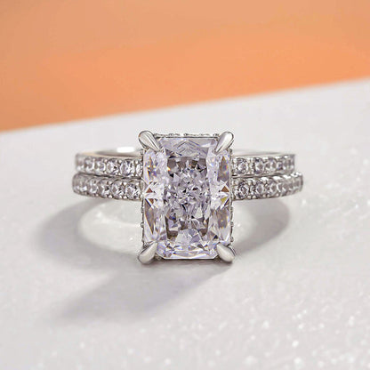 3.5 Carat Radiant Cut Wedding Ring Set In Sterling Silver
