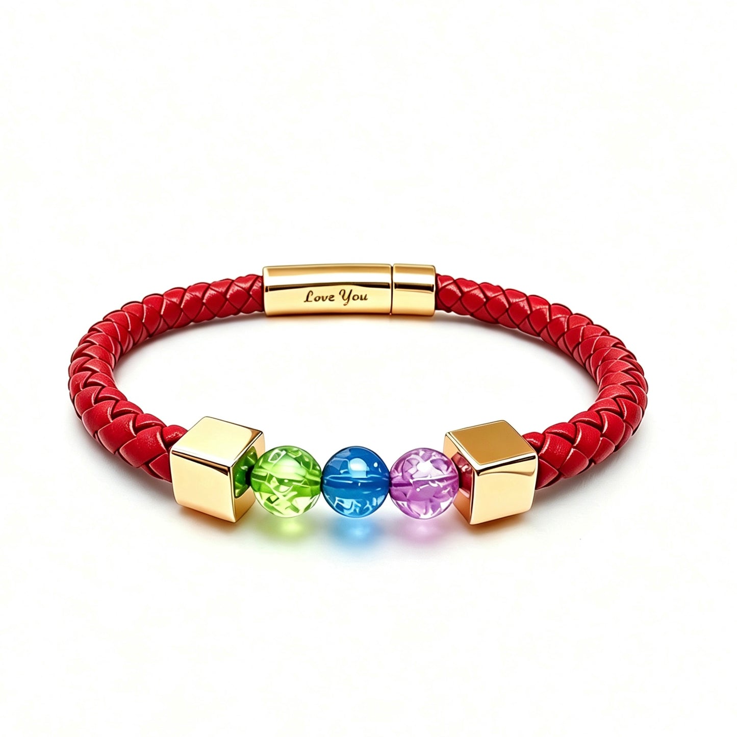 For Love- Personalized Birthstone Leather Bead Bracelet