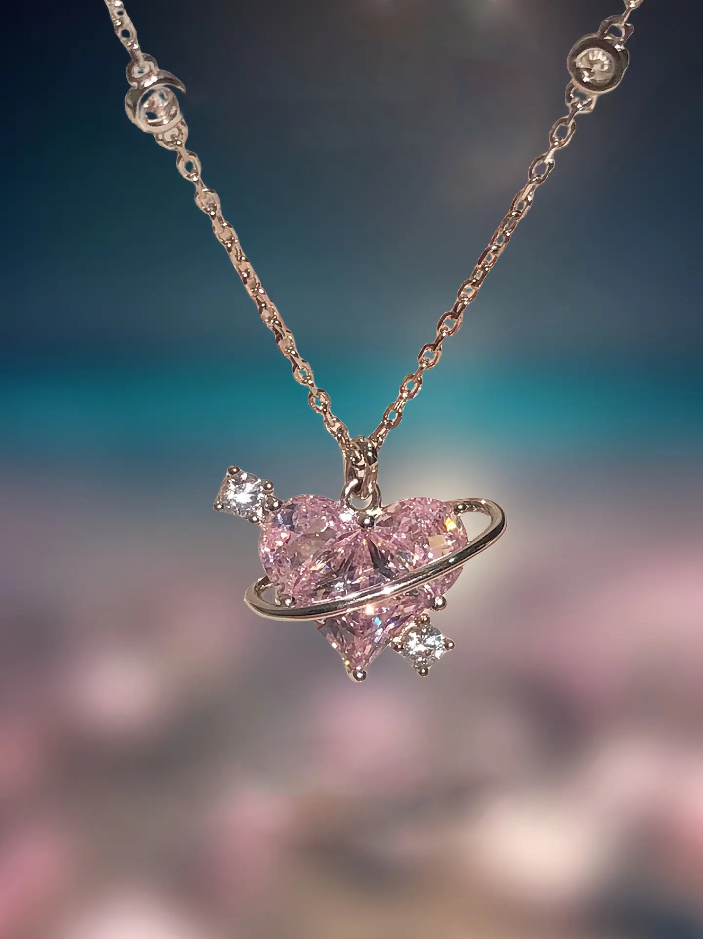 🎄CHRISTMAS HOT SALE❄-Pink Love Zircon Necklace
