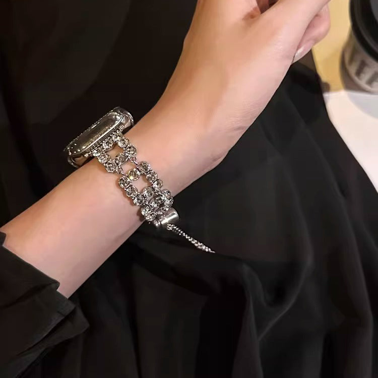 Stainless Steel Bracelet With Rhinestones Case For Apple Watch