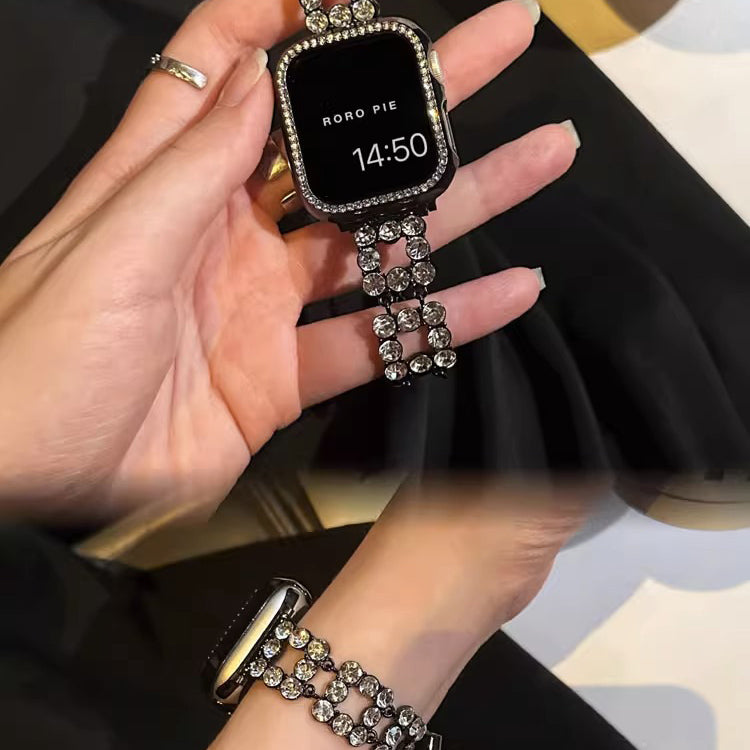 Stainless Steel Bracelet With Rhinestones Case For Apple Watch