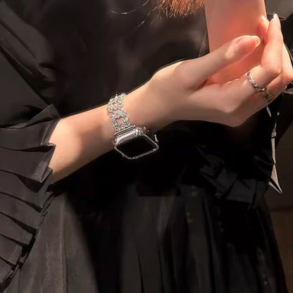 Stainless Steel Bracelet With Rhinestones Case For Apple Watch