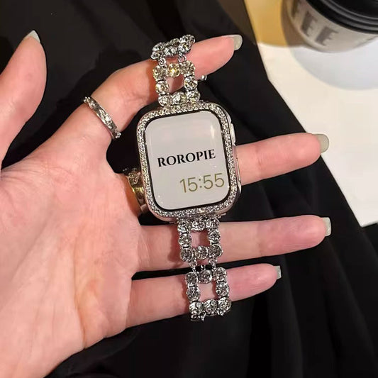 Stainless Steel Bracelet With Rhinestones Case For Apple Watch