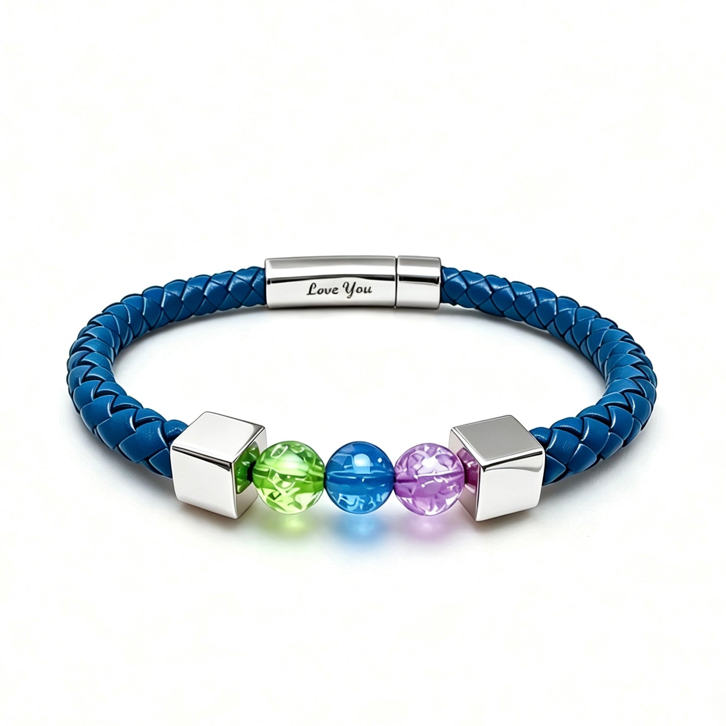 For Love- Personalized Birthstone Leather Bead Bracelet