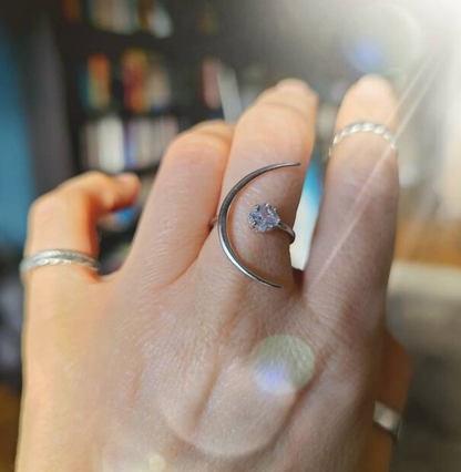🎄CHRISTMAS HOT SALE❄-Crystal Crescent Ring