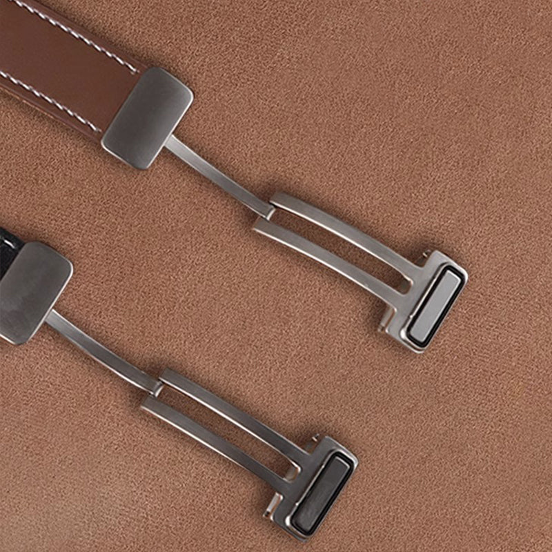 Vintage Leather Magnetic Foldover Buckle Band For Apple Watch
